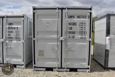 12Ft Shipping Office Container 1 Side Entry Door, Rear Double Doors, Side Window