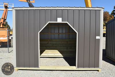 12FtX8Ft Livestock Run-In Shelter, Brown Exterior With Light Trim, Open Front