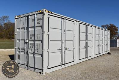 40ft White Shipping Container, Steel, Wood Floors 4 Side Entry Rear Double Doors