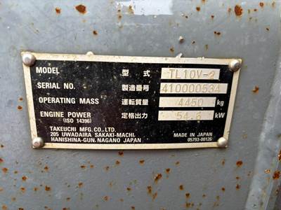 Takeuchi TL10V2 Tracked Skid Steer