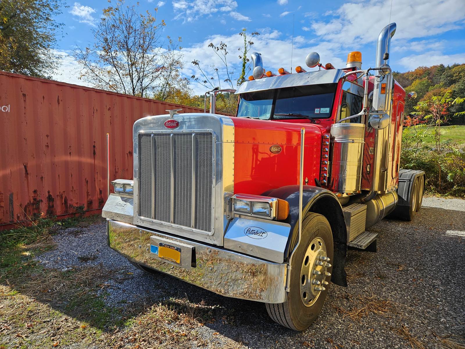 Peterbilt 379, 378, 377, 375 13 Inch Stainless Steel Gangster Drop Visor - 4 State Trucks Peterbilt 379, 378, 377, 375 13 Inch Stainless Steel Gangster Drop Visor - 4 State Trucks