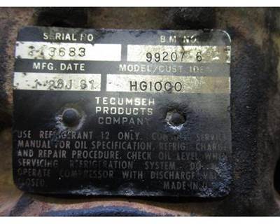 USED A/C COMPRESSOR MODEL# HG1000
