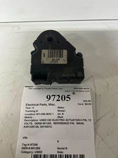 USED CEI ELECTRIC ACTUATOR/4 PIN, 12 VOLTS.  OEM# 651258.  REFERENCE P/N:  66046