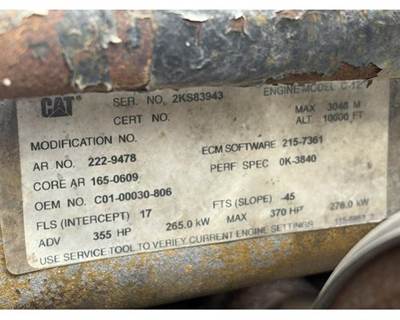 Caterpillar C12 Engine for a Freightliner FLD112