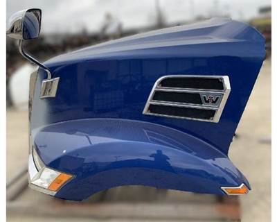 Used Western Star 5700 Hood with Headlights, Grille and Side View Spot Mirrors