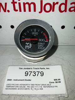 Paccar Instrument Panel Cluster