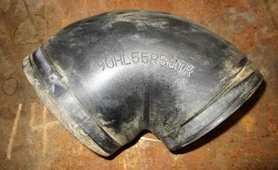USED AIR RUBBER ELBOW. 5" TO 5 1/4". P/N: 90HL55R50TR