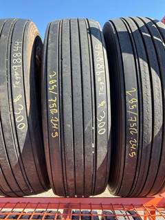 USED FIRESTONE FS591 285/75R24.5 STEER TIRE.  TREAD DEPTH 12/32nds
