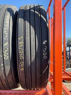 USED FIRESTONE FS591 285/75R24.5 STEER TIRE.  TREAD DEPTH 17/32nds
