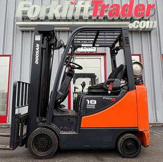 2020 LOW HOUR DOOSAN GC18S-5 CUSHION TIRE 3500LB FORKLIFT WITH SIDE SHIFT