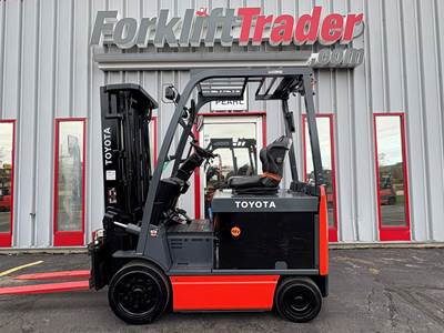 2019 TOYOTA 8FBCHU25 CUSHION TIRE 5000LB FORKLIFT WITH SIDE SHIFTING FORK POSITIONER