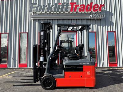 2020 TOYOTA 3-WHEEL ELECTRIC 8FBE18U CUSHION TIRE 3500LB FORKLIFT