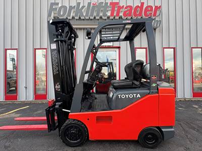 2011 TOYOTA 8FGCSU20 CUSHION TIRE 4000LB FORKLIFT WITH SIDE SHIFT