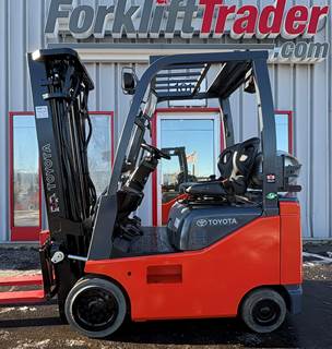 2016 TOYOTA 8FGCU15 CUSHION TIRE 3000LB FORKLIFT WITH NON-MARKING TIRES AND 4-WAY HYDRAULICS