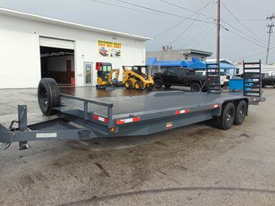 2024 PROSPECTOR Equipment Transport "DECK OVER" Flatbed Trailer - 24' long x 102" wide - Drive over Fenders - G Rated 14 ply tires - LED Lighting