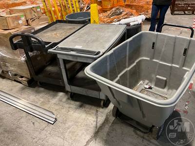 1 Dumping Trash Cart 2 Flat Rolling CartS