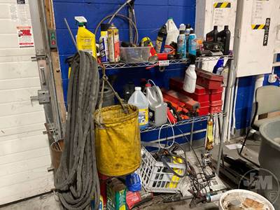 Shelf With Contents, Air Compressor