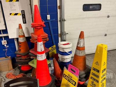 Â Approximately 40 Safety Cones, 5 Gallon Buckets, Caution Signs