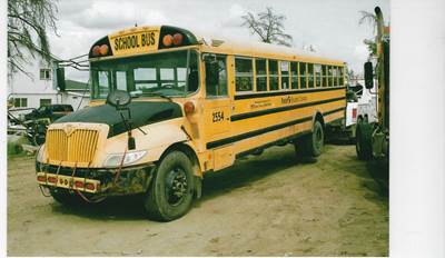 International School Bus Salvage Truck