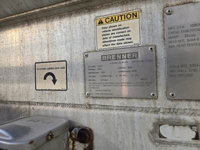 2012 Brenner 42ft Tandem Axle Aluminum Crude Oil Tank Trailer - Air Ride, Fixed Axle