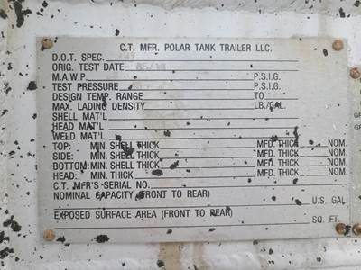 2013 Polar Tandem Axle Aluminum Crude Oil Tank Trailer - Air Ride, Fixed Axle