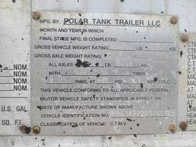 2013 Polar Tandem Axle Aluminum Crude Oil Tank Trailer - Air Ride, Fixed Axle