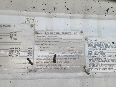 2013 Polar Tandem Axle Aluminum Crude Oil Tank Trailer - Air Ride, Fixed Axle