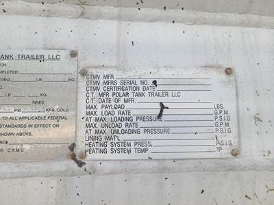 2013 Polar Tandem Axle Aluminum Crude Oil Tank Trailer - Air Ride, Fixed Axle