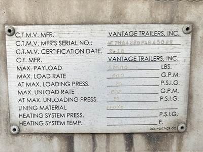 2015 Vantage Tandem Axle Aluminum Crude Oil Tank Trailer - Air Ride, Fixed Axle