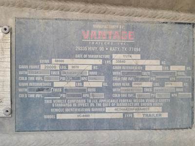 2015 Vantage Tandem Axle Aluminum Crude Oil Tank Trailer - Air Ride, Fixed Axle