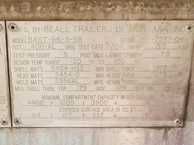 2004 Beall Tandem Axle Aluminum Fuel Tanker Trailer - Air Ride, Fixed Axle