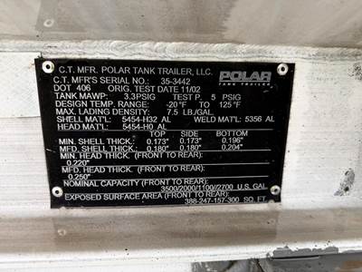 2003 Polar Tandem Axle Aluminum Fuel Tanker Trailer Air Ride Fixed Axle