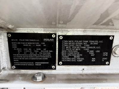 2003 Polar Tandem Axle Aluminum Fuel Tanker Trailer Air Ride Fixed Axle