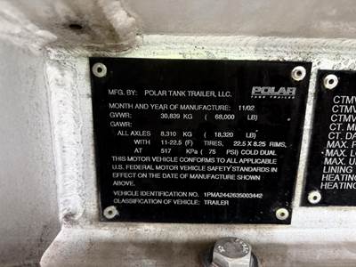 2003 Polar Tandem Axle Aluminum Fuel Tanker Trailer Air Ride Fixed Axle