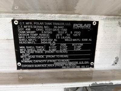 2003 Polar Tandem Axle Aluminum Fuel Tanker Trailer Air Ride Fixed Axle
