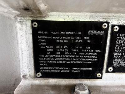 2003 Polar Tandem Axle Aluminum Fuel Tanker Trailer Air Ride Fixed Axle