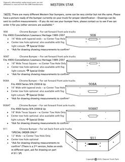 WESTERN STAR BUMPERS - Various Aftermarket Western Star Front Bumpers for Several Models and Years