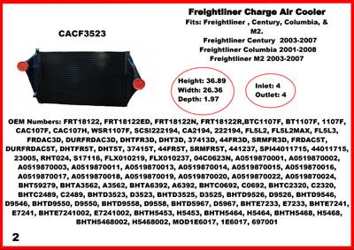 New Aftermarket Charge Air Cooler for 2003-2007 Freightliner Century, 2001-2008 Columbia, & 2003-2007 M2