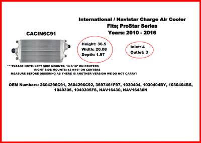 New Aftermarket Charge Air Cooler for 2010-2016 International Prostar Series