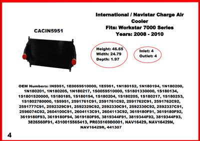 New Aftermarket Charge Air Cooler for 2008-2010 International Workstar 7000 Series