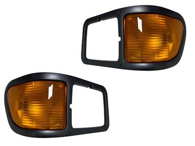 New Aftermarket Pair of Painted Headlight Bezels w/Marker Light for 2000-2015 Ford F650/F750/F850