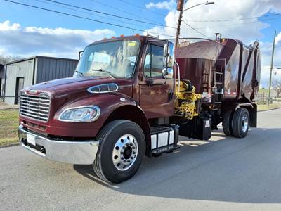Freightliner M2 106 Single Axle Side Load Garbage Truck - Cummins, 6 Speed Allison Rds Automatic