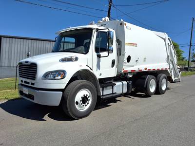 Freightliner M2 106 Single Axle Side Load Garbage Truck - Cummins, 300HP, 6 Speed Allison Rds Automatic