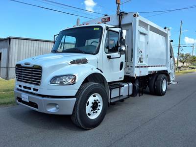 Freightliner M2 106 Single Axle Side Load Garbage Truck - Cummins, 6 Speed Allison Rds Automatic