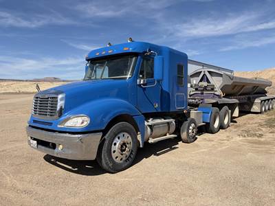 Freightliner Columbia 120 Tri Axle Sleeper Semi Truck - 60" Flat Top Sleeper, Detroit 515HP, 13 Speed Manual