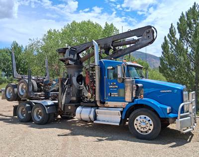 2008 Kenworth T800 Logging Truck w/self loader & Page Log trailer