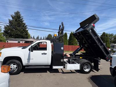 GMC Sierra 3500HD Regular Cab Dump Truck with LiftMoore 3200REE Crane