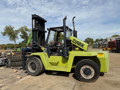 1988 Clark C500-Y300 Diesel Forklift 30,000 lb Class, Perkins, Fork Positioner