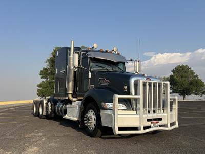 Peterbilt 386 Tri Axle Sleeper Semi Truck - Mid Roof Sleeper, Cummins 450HP, 18 Speed Manual