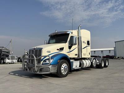 Peterbilt 579 Tri Axle Sleeper Semi Truck - Mid Roof Sleeper, Cummins 550HP, 18 Speed Manual